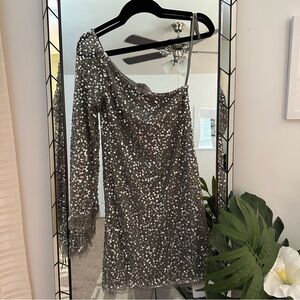 JOYFOLIE | Caterina Sequin One-Shoulder Dress